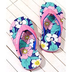 Pine Kids Floral Printed Flip Flops - Pink