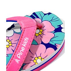 Pine Kids Floral Printed Flip Flops - Pink