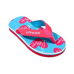Pine Kids Heart Printed Slip On Flip Flops - Aqua Blue