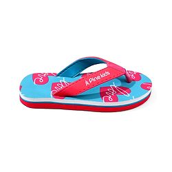Pine Kids Heart Printed Slip On Flip Flops - Aqua Blue