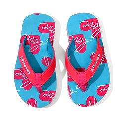 Pine Kids Heart Printed Slip On Flip Flops - Aqua Blue