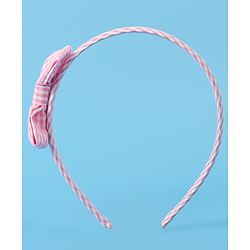 Pine Kids Hair Bands Bow Applique with Checks Free Size Pack of 3 - Red Pink & Yellow
