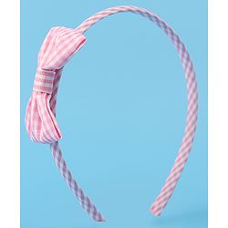 Pine Kids Hair Bands Bow Applique with Checks Free Size Pack of 3 - Red Pink & Yellow