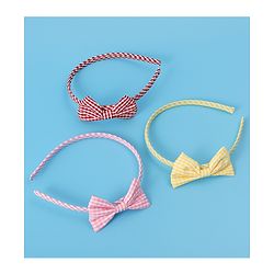 Pine Kids Hair Bands Bow Applique with Checks Free Size Pack of 3 - Red Pink & Yellow