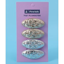 Pine Kids Snap Clips Pack of 4 - Silver