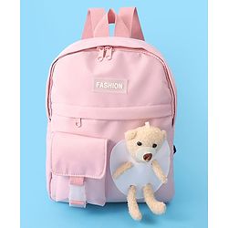 Pine Kids Fashion Backpack With Bear Applique - Pink