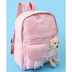 Pine Kids Fashion Backpack With Bear Applique - Pink