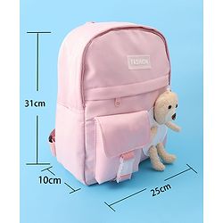 Pine Kids Fashion Backpack With Bear Applique - Pink