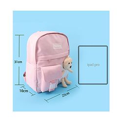 Pine Kids Fashion Backpack With Bear Applique - Pink