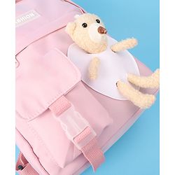 Pine Kids Fashion Backpack With Bear Applique - Pink