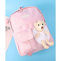 Pine Kids Fashion Backpack With Bear Applique - Pink