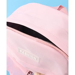 Pine Kids Fashion Backpack With Bear Applique - Pink