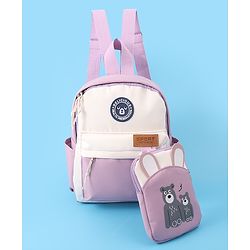 Pine Kids Bear Print Fashion Backpack With a Pouch -Purple