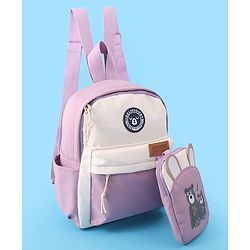 Pine Kids Bear Print Fashion Backpack With a Pouch -Purple
