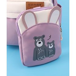 Pine Kids Bear Print Fashion Backpack With a Pouch -Purple
