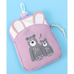 Pine Kids Bear Print Fashion Backpack With a Pouch -Purple