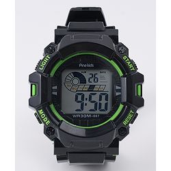 Pine Kids Free Size Digital Watch - Black & Green