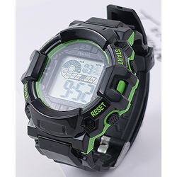 Pine Kids Free Size Digital Watch - Black & Green