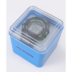 Pine Kids Free Size Digital Watch - Black & Green