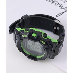 Pine Kids Free Size Digital Watch - Black & Green