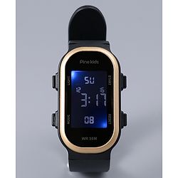 Pine Kids Free Size Digital Watch - Black & Gold