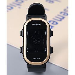 Pine Kids Free Size Digital Watch - Black & Gold
