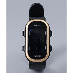 Pine Kids Free Size Digital Watch - Black & Gold