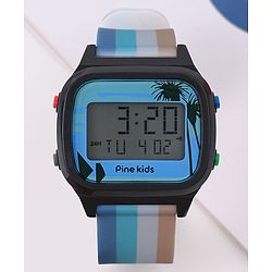 Pine Kids Digital Watch with Color Block Print - Multicolor