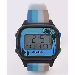 Pine Kids Digital Watch with Color Block Print - Multicolor