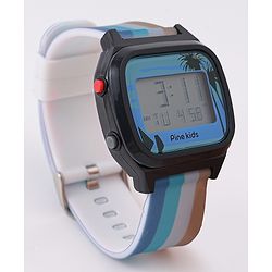 Pine Kids Digital Watch with Color Block Print - Multicolor