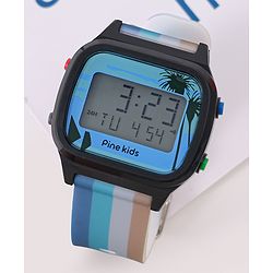 Pine Kids Digital Watch with Color Block Print - Multicolor