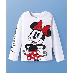 Pine Kids Disney Single Jersey Knit Full Sleeves  Night Suit With Minnie Mouse Graphics - Red & White