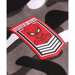 Pine Kids Marvel Single Jersey Knit Full Sleeves Polo T-Shirt with Camouflage Print Front & Back Spiderman Graphics - Grey Black & White