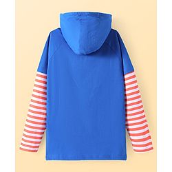 Pine Kids Marvel Knit Cut & Sew Design Full Doctor Sleeves Light Weight Hoodie Sweatshirt With Spiderman Graphics - Blue White & Red