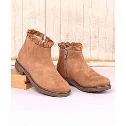 Pine Kids Slip On Winter Boots with Zioper Closure - Brown