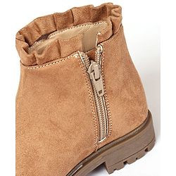 Pine Kids Slip On Winter Boots with Zioper Closure - Brown