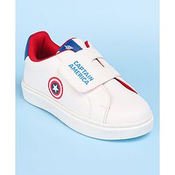 Pine Kids Marvel Avengers Captain America Print Casual Shoes with Velcro Closure - White
