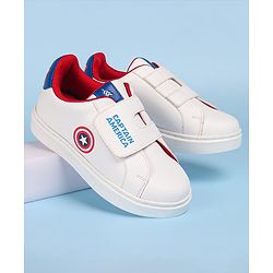 Pine Kids Marvel Avengers Captain America Print Casual Shoes with Velcro Closure - White