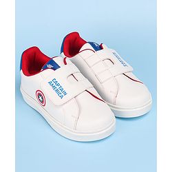Pine Kids Marvel Avengers Captain America Print Casual Shoes with Velcro Closure - White