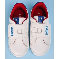 Pine Kids Marvel Avengers Captain America Print Casual Shoes with Velcro Closure - White