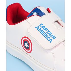 Pine Kids Marvel Avengers Captain America Print Casual Shoes with Velcro Closure - White