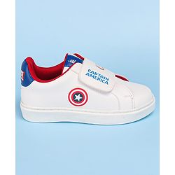 Pine Kids Marvel Avengers Captain America Print Casual Shoes with Velcro Closure - White