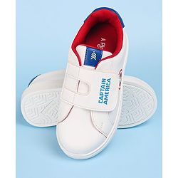 Pine Kids Marvel Avengers Captain America Print Casual Shoes with Velcro Closure - White