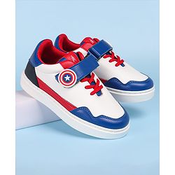 Pine Kids Marvel Avengers Patch Casual Shoes with Velcro Closure - White & Blue