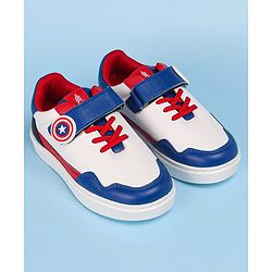 Pine Kids Marvel Avengers Patch Casual Shoes with Velcro Closure - White & Blue