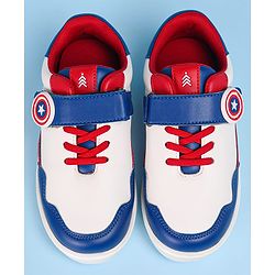 Pine Kids Marvel Avengers Patch Casual Shoes with Velcro Closure - White & Blue