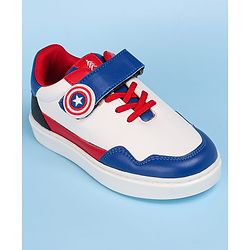 Pine Kids Marvel Avengers Patch Casual Shoes with Velcro Closure - White & Blue