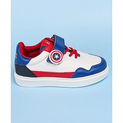 Pine Kids Marvel Avengers Patch Casual Shoes with Velcro Closure - White & Blue