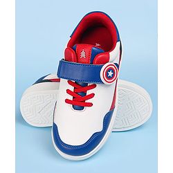 Pine Kids Marvel Avengers Patch Casual Shoes with Velcro Closure - White & Blue