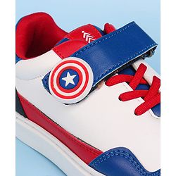 Pine Kids Marvel Avengers Patch Casual Shoes with Velcro Closure - White & Blue